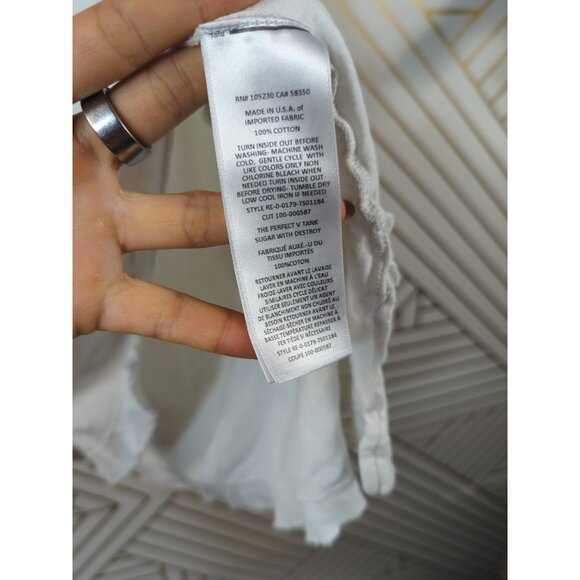 Current Elliott Women's White Distressed Tank Top Tee T Shirt muscle tank Sz 4 - Picture 5 of 6